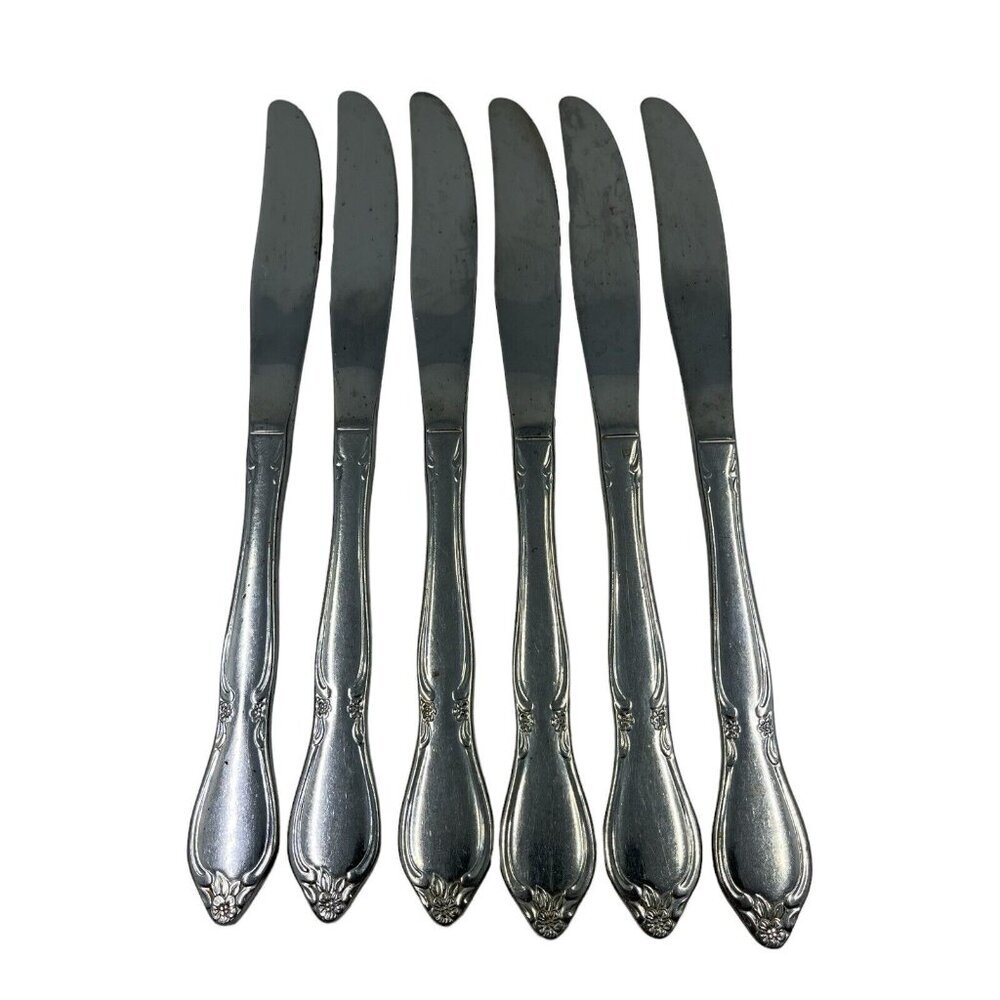 Oneida Community Chatelaine Stainless Flatware Dinner Knife Lot Of 6 Solid Hand